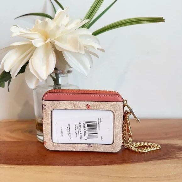 NWT Coach Zip Card Case In Signature Canvas With Floral Print - Picture 3 of 4